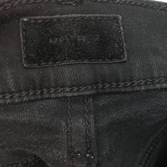 MOTHER Insider Crop Step Fray Jeans Women’s Size 25 Black Mid Rise Raw Hem - Picture 9 of 13